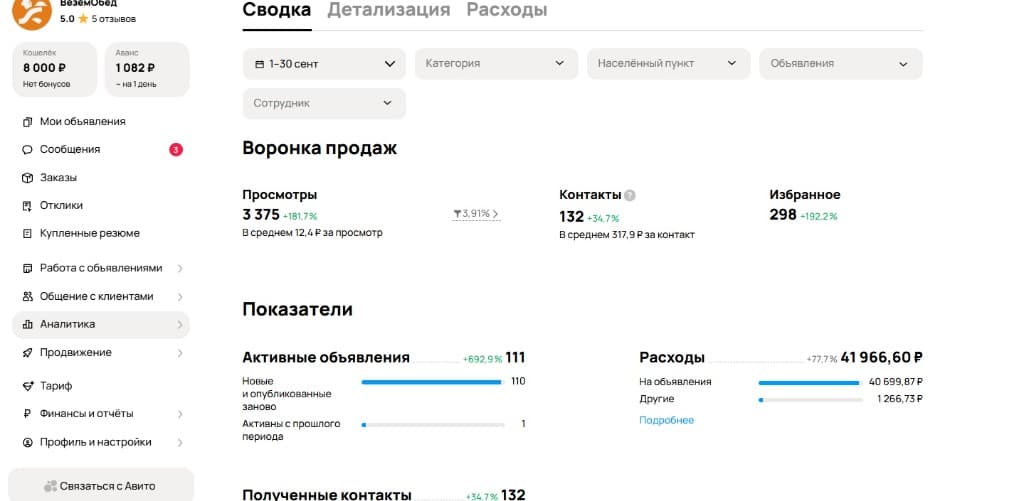Статистика Авито: ВеземОбед